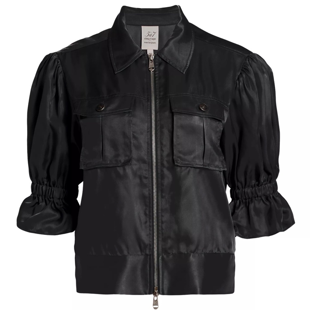 Cinq a Sept Holly Puff-Sleeve Utility Jacket